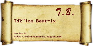 Tálos Beatrix névjegykártya
