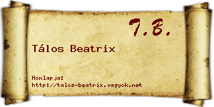 Tálos Beatrix névjegykártya
